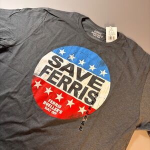 NWT Ferris Buellers Day Off Save Ferris Graphic‎ TShirt XL Charcoal Gray